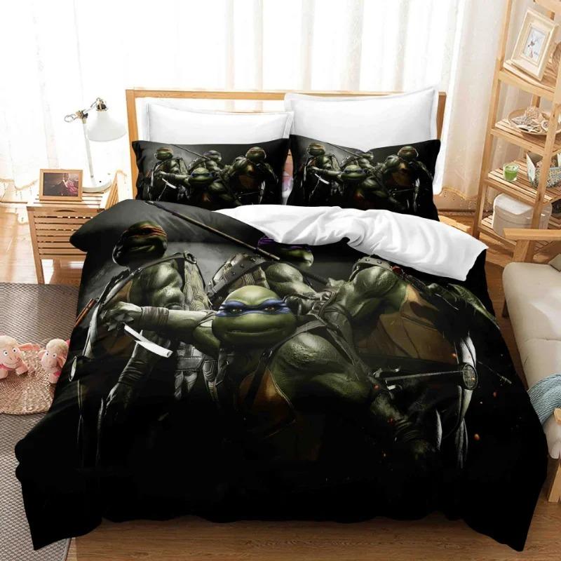 Exquisite 3D Printing Cartoon Turtles  Wallpaper Anime Digital Printing Bedding Set Duvet Cover Comforter Bed Girl Boys Gift