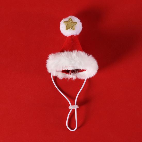 2 шт./компл. Рождественская шапка и шарф для питомца, регулируемая шапка с белым помпоном, вязаный шарф для кошки