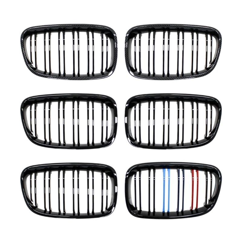 Car Front Bumper Kidney Grille Racing Grills For BMW 1 Series F20 F21 2011-2014 Replacement Double Slat Gloss Black Grilles