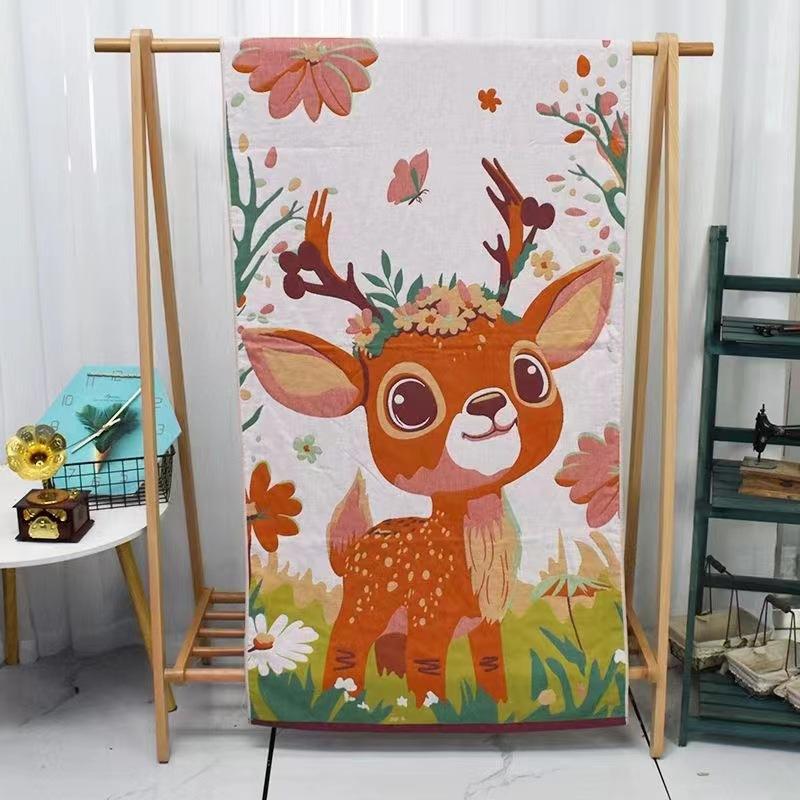 Gauze Cotton Pure Towel Bath Men And Women Soft Cotton Quickdrying Adult Children Cartoon Bath Towel Oversized Towel