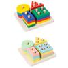 Montessori Wooden Sorting and Stacking Toys Educational Learning Preschool Color Recognition Shape Sorter Puzzles for Kids Gifts