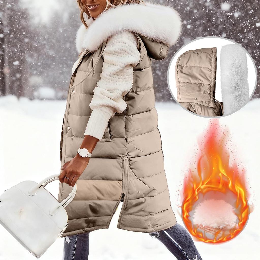 Женский длинный пуховик с капюшоном