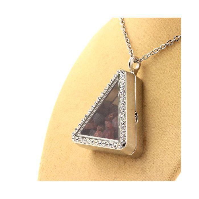 Pierres et Minéraux. Collier Tourmaline multicolore brut. Modèle triangle.