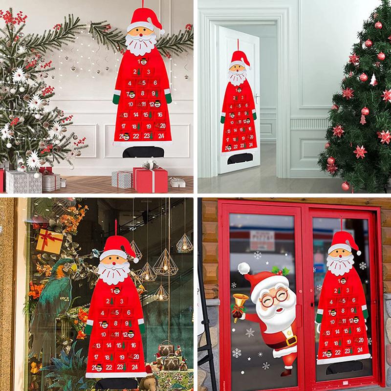 1PC 24 Days For Children Christmas Gift DIY 2024 Christmas Santa Calendar Felt Wall Hanging