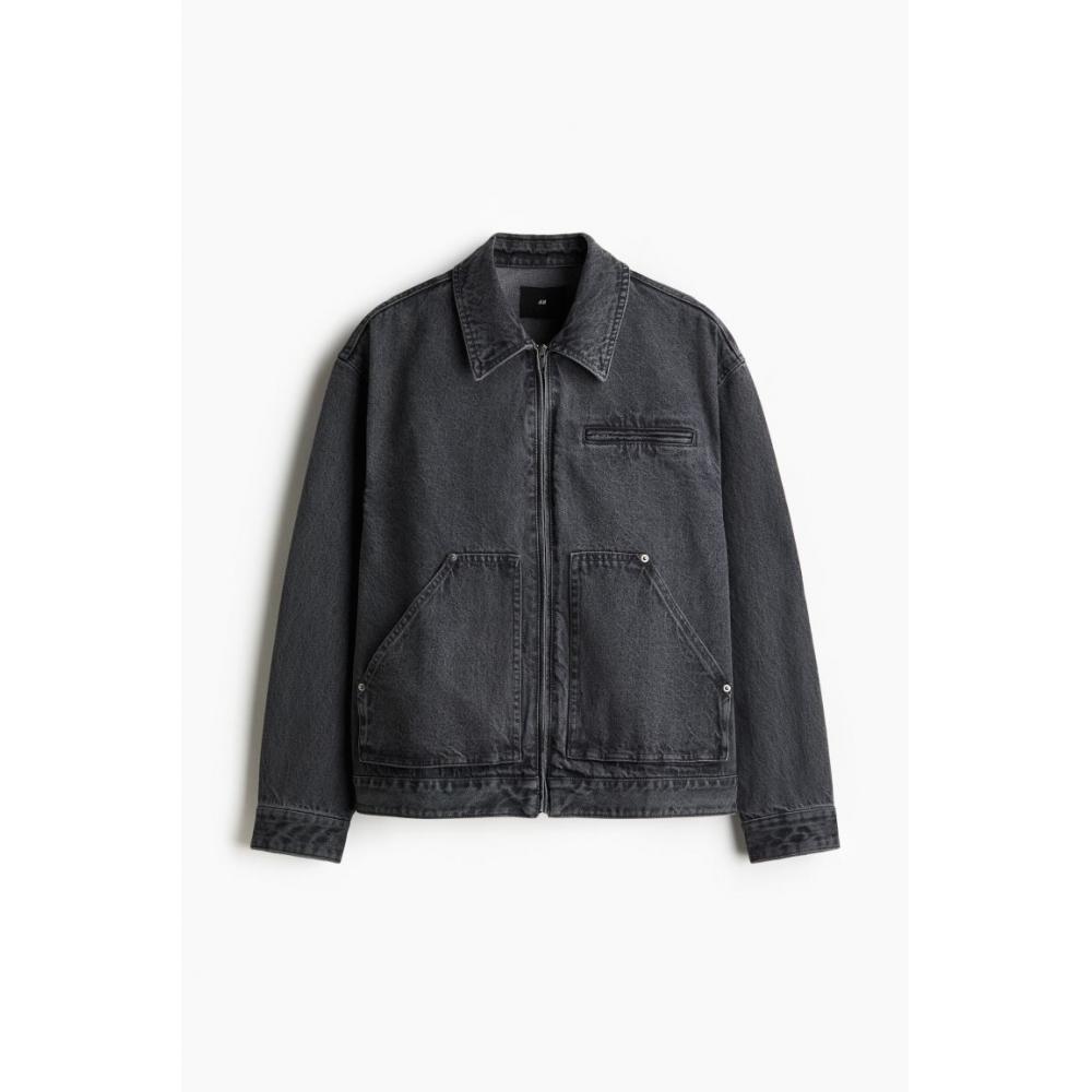 Куртка HM deniM свободного кроя, темно-серая, деним
