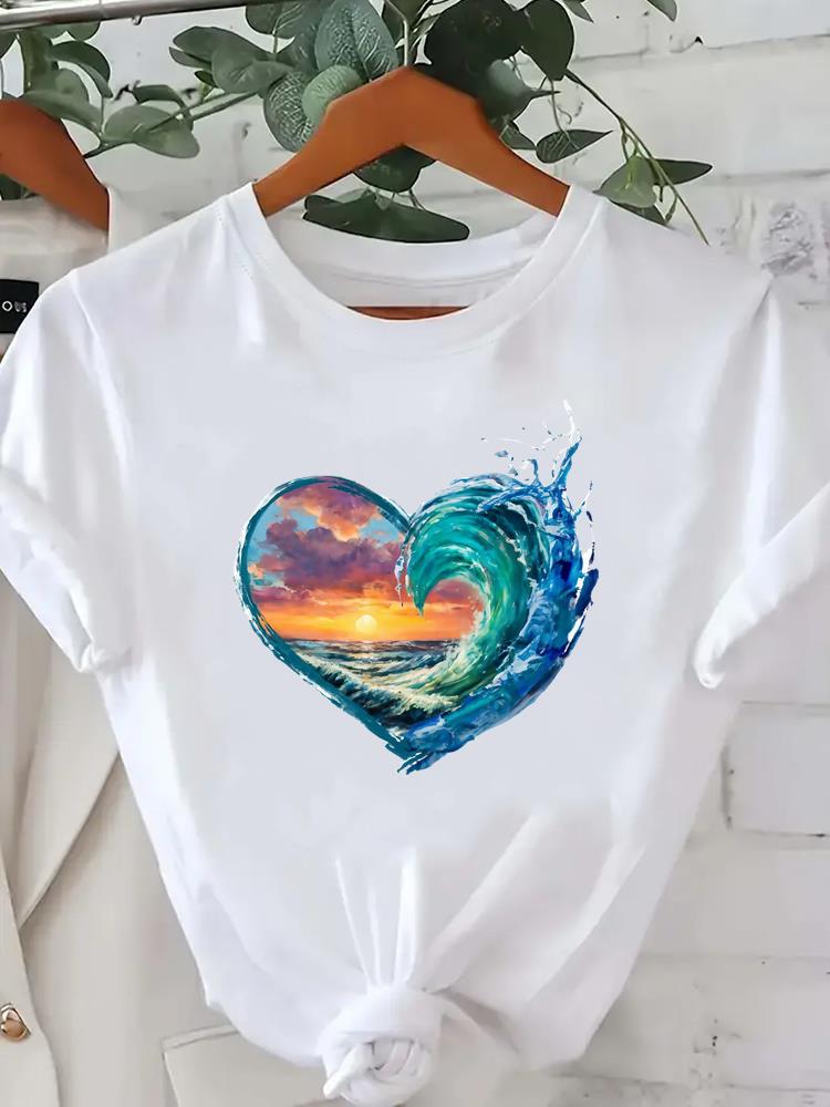 (Азиатский размер) трендовая милая футболка футболка топ одежда мода женская повседневная с принтом леди женская графическая с коротким рукавом футболки