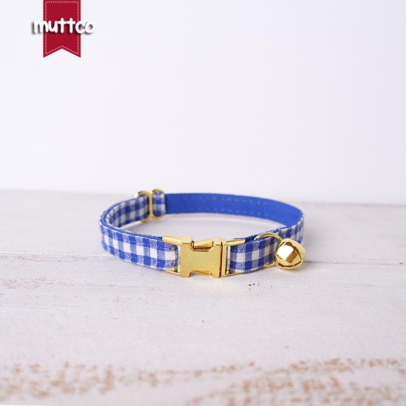 Клетчатый ошейник для кошки MUTTCO - Простой независимый дизайн (UCC-046B)