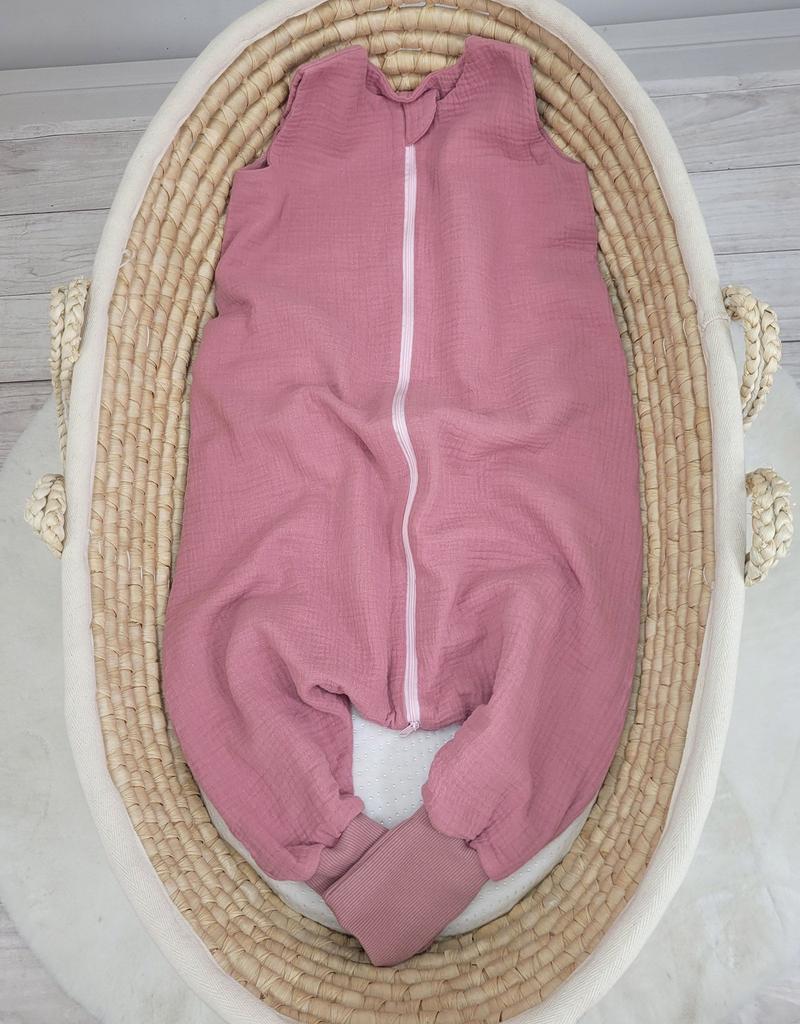 Muslin sleeping bag for children with legs L 9-24 months summer TOG 1.0 - retro pink