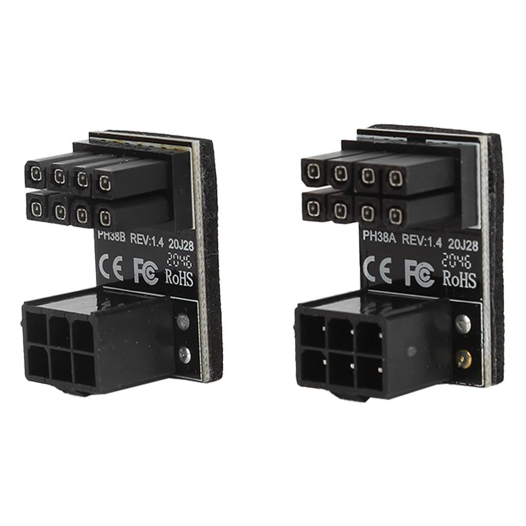 2 шт. Адаптеры питания 6-контактный female на 8-контактный male, угловой разъем 180 градусов, для настольных компьютеров, видеокарт