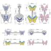3PCS 14G Stainless Steel Butterfly Nipplerings Nipple Tongue Belly Button Rings CZ Opal Barbell Body Piercing Jewelry