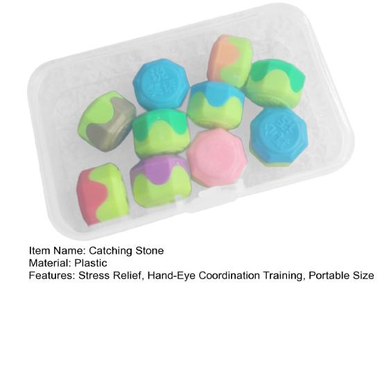 10Pcs/Set Nostalgic Stone Catching Game with Clear Box Hand-Eye Coordination Training Jacks Stone
