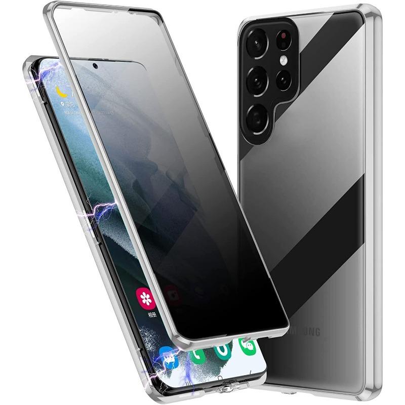 Подходит для Samsung S25ultra Чехол для мобильного телефона с защитой от подглядывания Magneto 24 23 22 Двустороннее стекло Металлический магнитный чехол