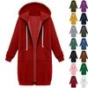 Women's Sweatshirt Elongated Loose Long-sleeved Hooded Jacket With Pockets