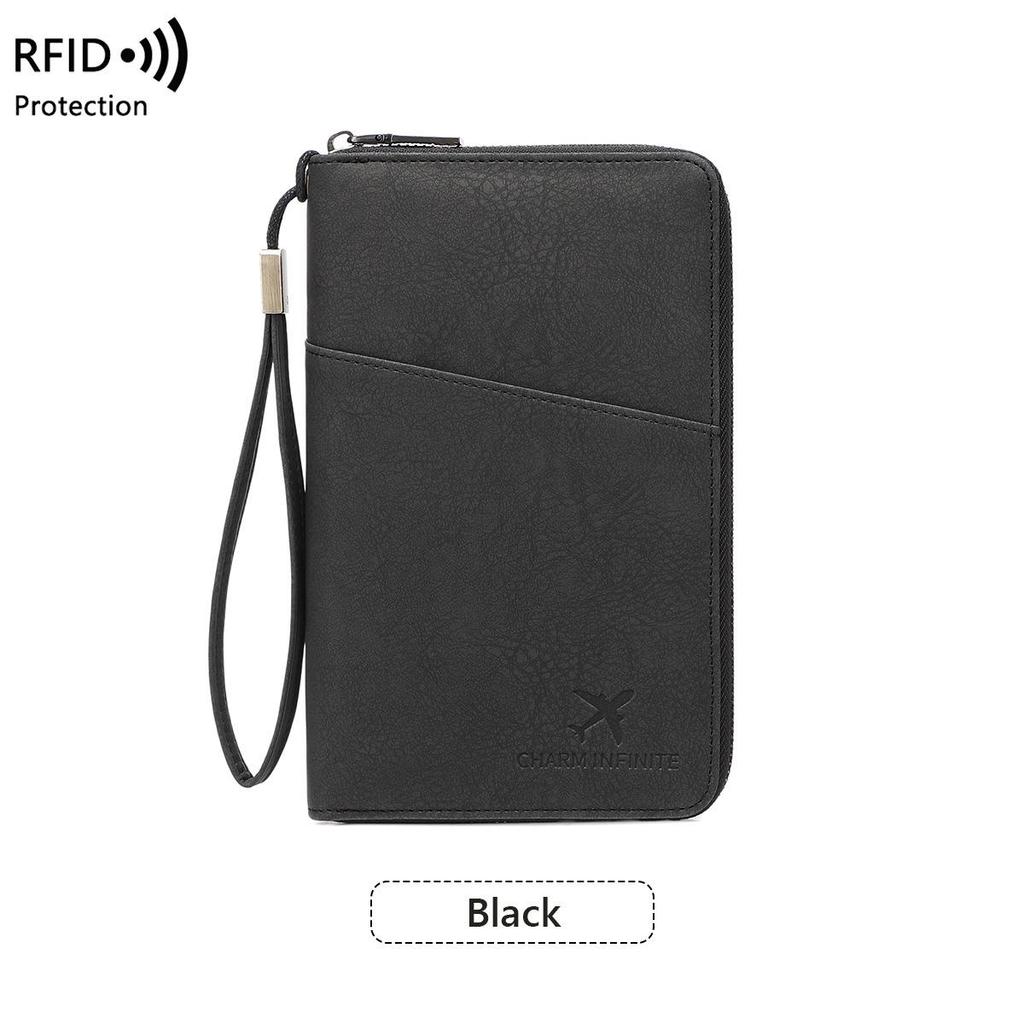 RFID-кошелек для паспорта с защитой от магнитных полей, на длинной молнии, многофункциональный для путешествий