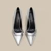 Formal High Heeled Sandals for Woman Concise Office Lady Slingbacks Stilettos Sexy Pointed Toes Summer Chic Ladies Mules Shoes