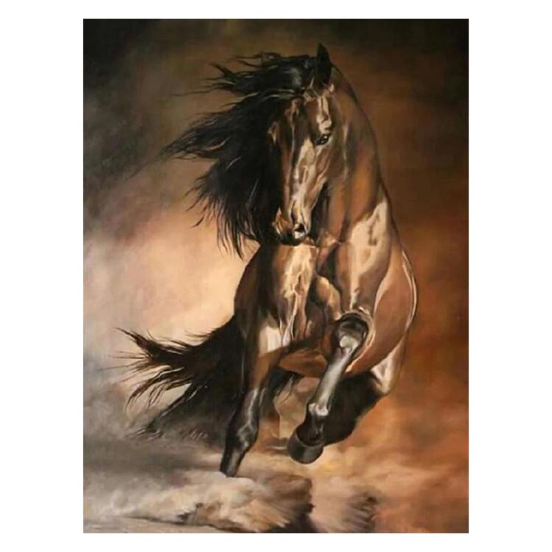 Nordic Running Horse, Oil Painting On Canvas, Artistic Painting, Poster with Animals, Picture for European Classic Room Decoration