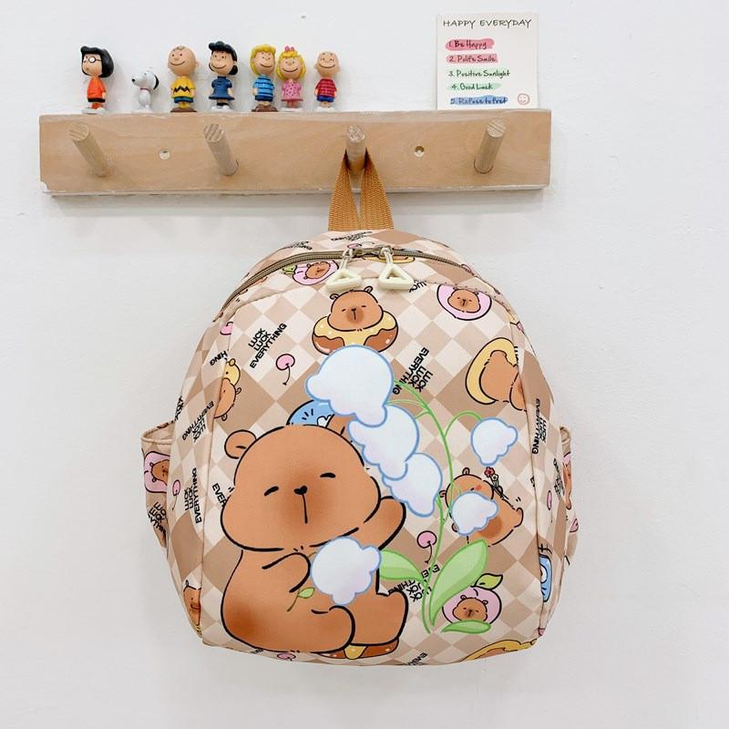 Animal Pattern Children Nylon Backpack With Cushioned Straps For Daycare