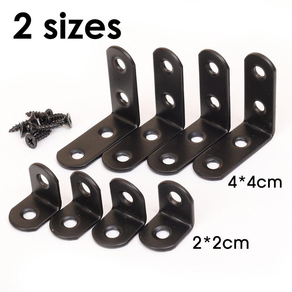 10Sets Cabinet Screens Wall Angle Bracket Iron 90 Degree Right Angle Corner Brace Joint with Screws Furniture Fastener