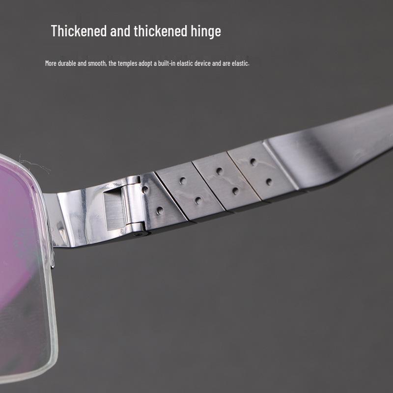 Extra Wide Semi-Rimless Men's Glasses for Myopia & Astigmatism, Large Face Fit, Pure Titanium Frame