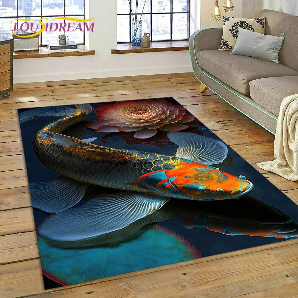 Натурализовать кои карп Инь Ян рыба мультфильм ковер ковер для дома гостиная спальня диван коврик декор, детский коврик нескользящий коврик