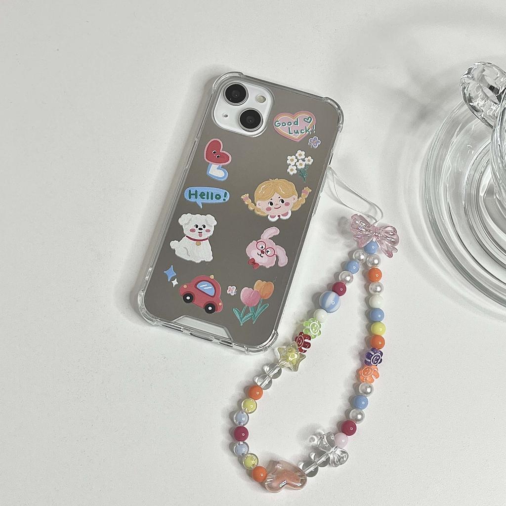 Ins зеркало хороший автомобиль цветок девушка кролик собака мультфильм браслет милый чехол для телефона для Iphone 11 12 13 14 Pro Max 7 8 Plus Xsmax X Xr