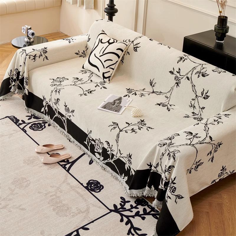 Luxury Chenille Sofa Cover Cloth Sofa Blanket Cover Full Cover Floral Universal Couch Towel Cover Dust Proof Sofa Cushion Cover
