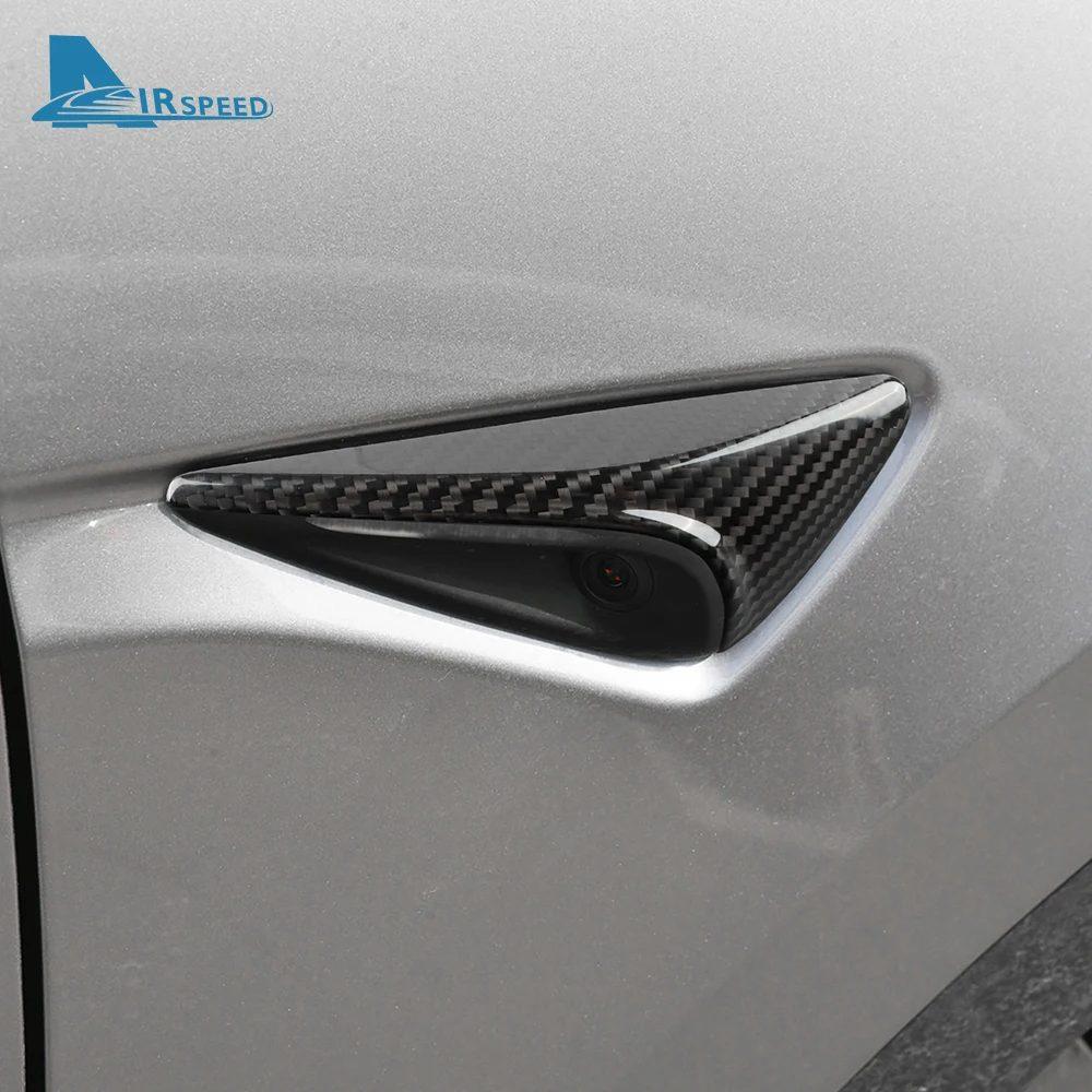 Real Hard Carbon Fiber For Tesla Model 3 Model Y 2017-2022 2023 Highland 2024 Car Side Camera Dry Carbon Cover Accessories