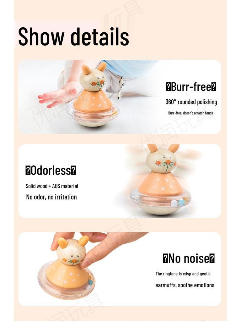 Деревянная пирамидка с мультяшными животными - Милая игрушка-неваляшка для малышей