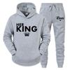 Lover Outfit Her QUEEN or His KING Printed Tracksuits Couple Hoodies Suits Hooded Sweatshirt and Sweatpants Two Piece Set S-4XL