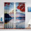 Японское крепление Фудзи кленовые листья природный пейзаж тюлевые прозрачные оконные шторы для гостиной, спальни, декор, тюлевая занавеска из вуали