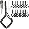 20 PCS Screw Hooks with Safety Buckle, Heavy Duty Ceiling Hooks for Hanging Outdoor String Lights, Plants, Wind Chimes, 2.36 Inches, Black