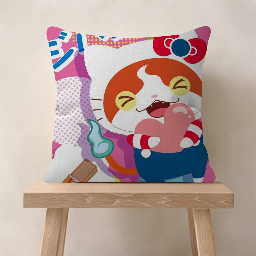 Anime Yokai Cute Watch Maple Design Cushion Cover Happy Autumn Harvest decor Holiday Decorati Pillow Cover