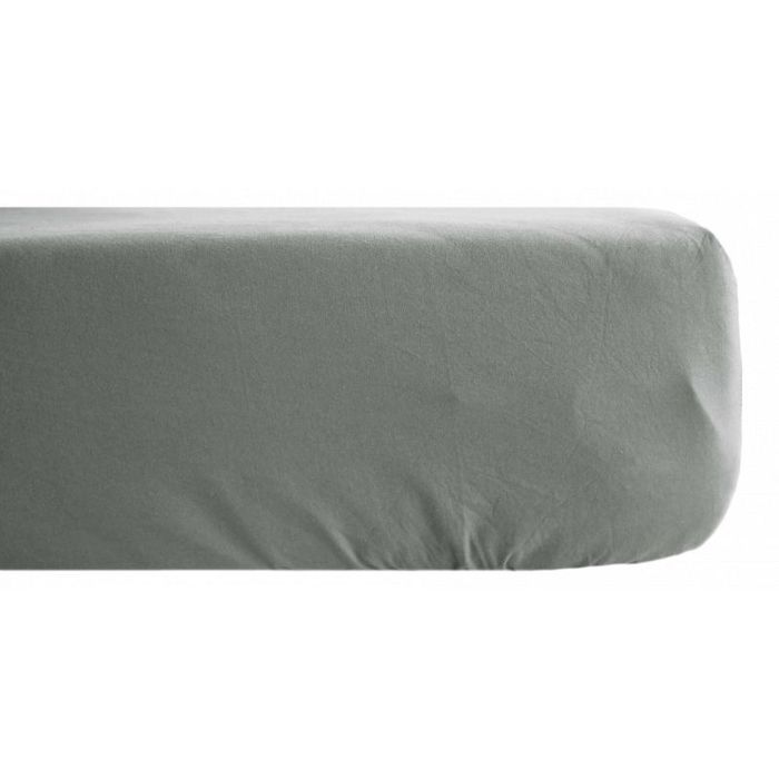 Drap housse Palace pur coton teint lavé 63 fils/cm² Vent du sud - Palace Acier - 160 x 200 cm bonnet de 35 cm