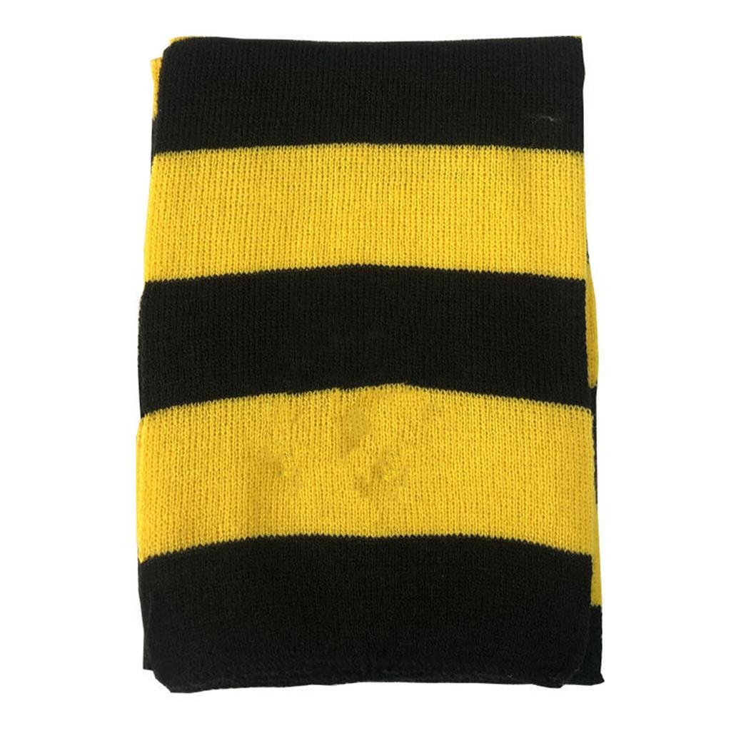 School Striped Scarf Yellow and Black Color Striped Print Soft Scarf for Boys Girls Winter
