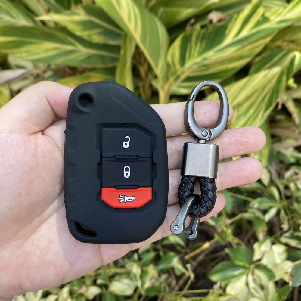 Силиконовый чехол-брелок для смарт-ключа с 3 кнопками для Jeep Wrangler JL JLU 2018 2019 Защитный чехол-рукав для ключа