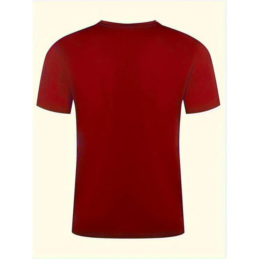 USA Print Short Sleeve T-Shirt For Male, Comfy Elastic Crew Neck Top, Men's Clothing For Summer Daily Wear & Workout