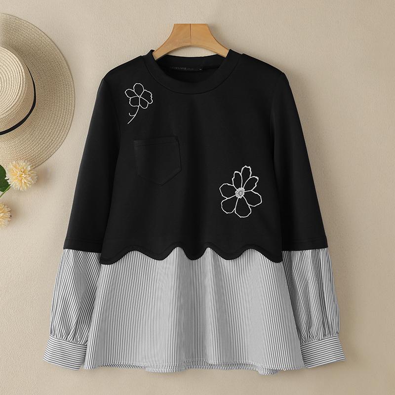 ZANZEA Женская повседневная толстовка с длинным рукавом в полоску в стиле пэчворк