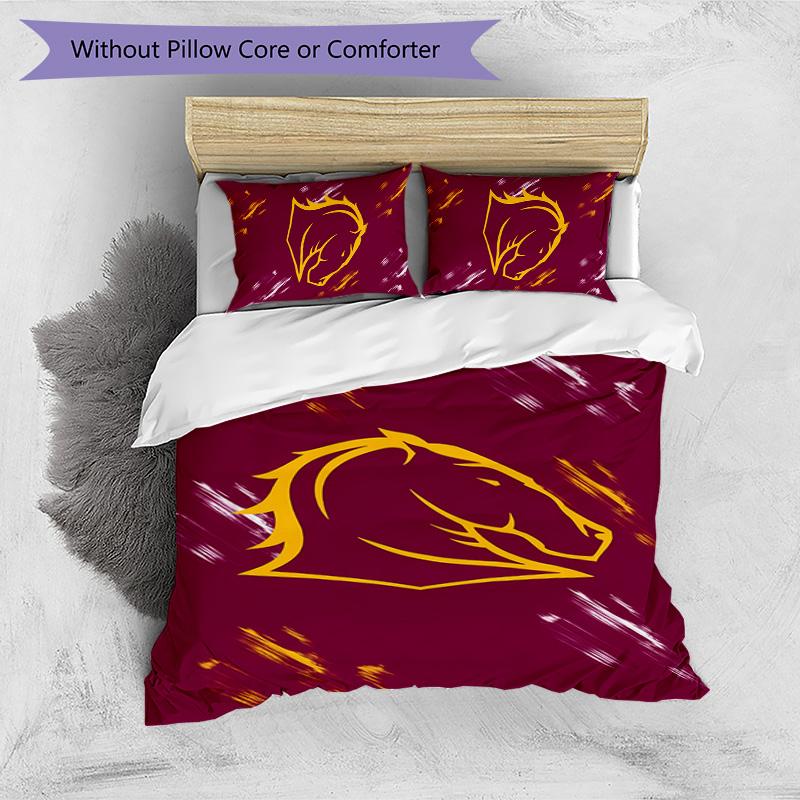 Brisbane Broncos Printed 3PCS Bedding Set Soft Breathable Duvet Cover Pillowcases Set Washable Bedroom Decor Home Gift