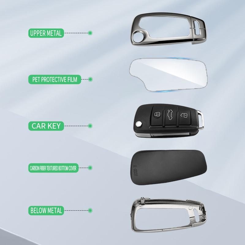 Suitable Zinc Alloy Car Flip Key Case Cover fori A1 A3 A6 A6L Q2 Q3 Q7 TTS R8 S6 RS3 Protect Keychain Holder Fob Accessories