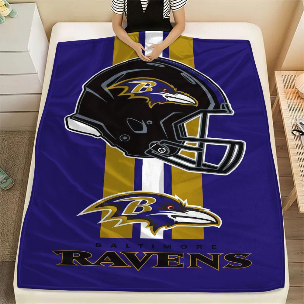 Ravens Printed Flannel Blanket, soft throw for bedroom sofa, washable, fan merchandise, great gift.