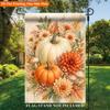 2D Flat, 2D Flat Printing Garden Flag 1pc, Pumpkins with Autumn Flowers Single Sided Polyester Garden Flag, Holiday Yard Banner, for Outdoor Home, Yar