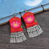 Retro Hand-embroidered Fabric Earrings Female Long Flower Fringed Versatile Temperament Performance Earrings Earrings