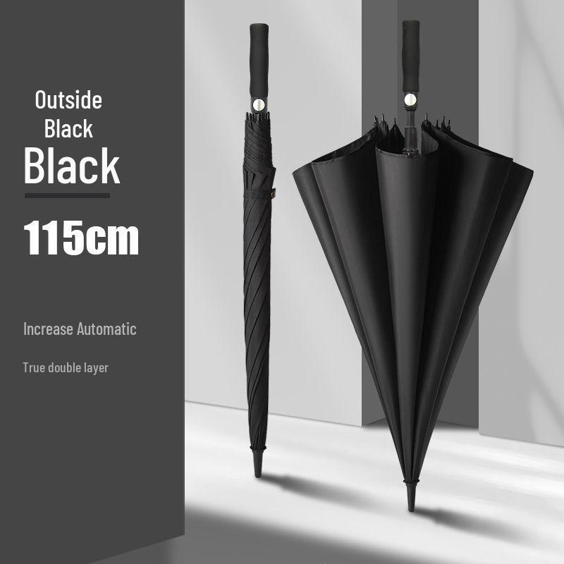 Мужской очень большой двухслойный зонт с длинной усиленной ручкой для двух или трех человек, штормоустойчивый и прочный.