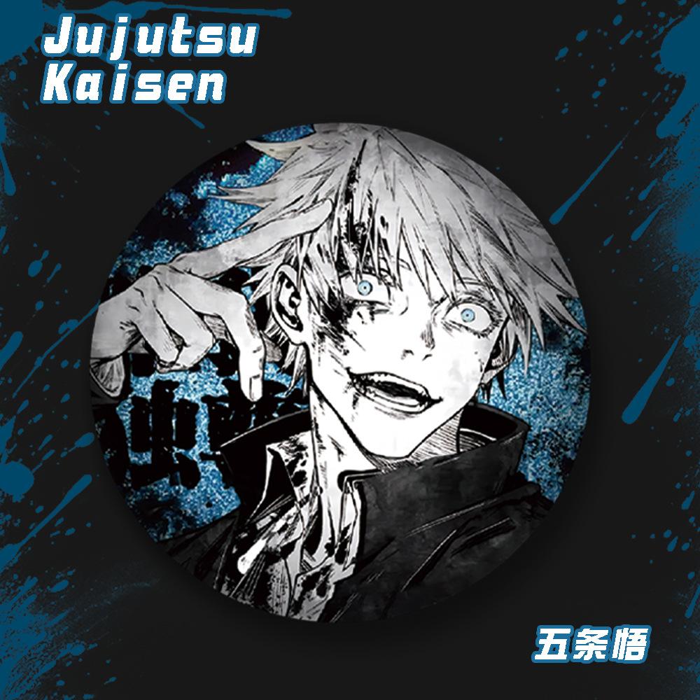 Kaisen Jujutsu Годзё Сатору 58 мм Лазерный значок-булавка Аниме Коллекционный товар Милый мультяшный персонаж Аксессуары Для фанатов Подарки