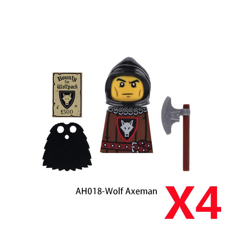 MOC Средневековый Рыцарский Замок Фигурки Конструктор Оружие Волк Мечники Стражник Лук Стрела Щит Флаги Боевой конь Игрушки Подарки S002