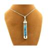 Necklace - Stones and Minerals - Neon Blue Apatite - Tube 50 Mm - Stainless Steel - Unisex