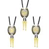 American Bolo Tie Necktie Leather Braided Rope Necklace with Metal Eagle Boot Prayer Pendant Jewelry Cowboy Neckwear