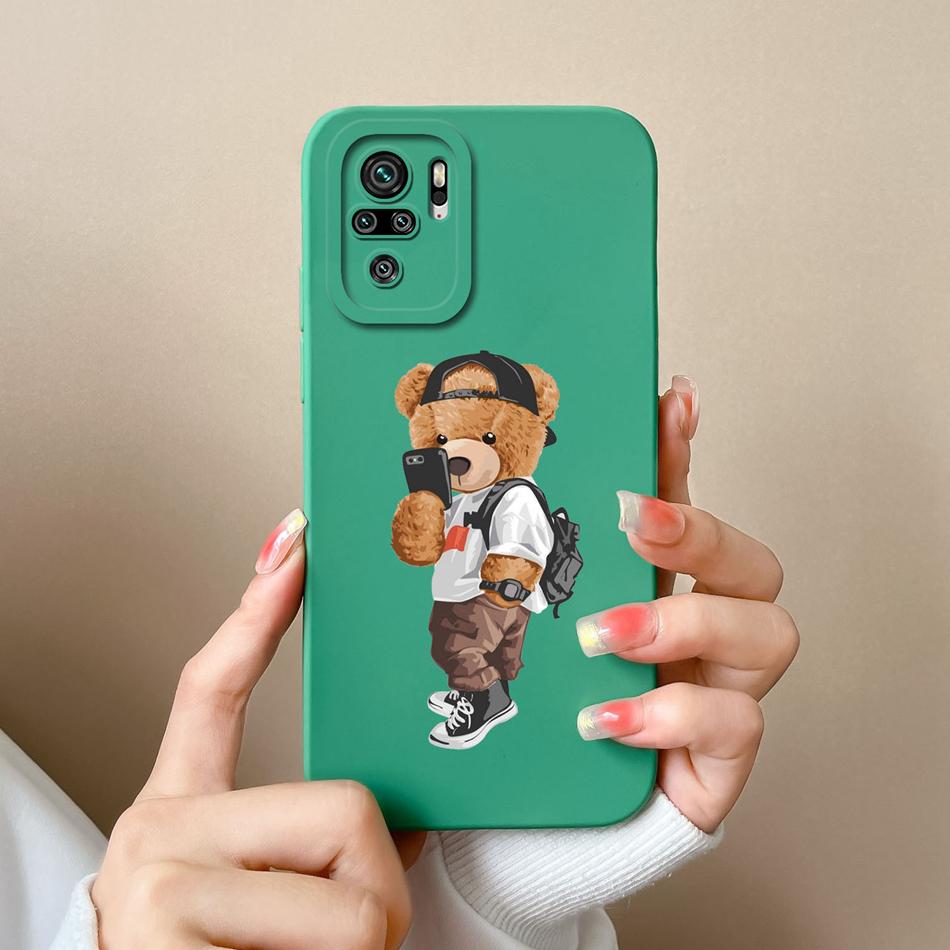 For Redmi Note 10 10T 10S Phone Case Cartoon Liquid Silicone Full Coverage Anti Drop Bumper For Xiaomi Redmi Note10 10 S T Funda