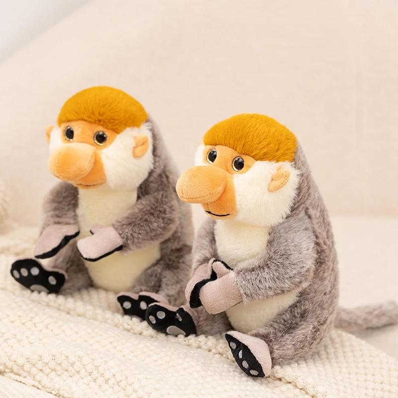 Креативная Плюшевая Кукла Обезьяна с Длинным Носом Высококачественная Серая Обезьяна Горилла Животное Мягкая Игрушка Домашний Декор Подарок для Мальчиков и Девочек