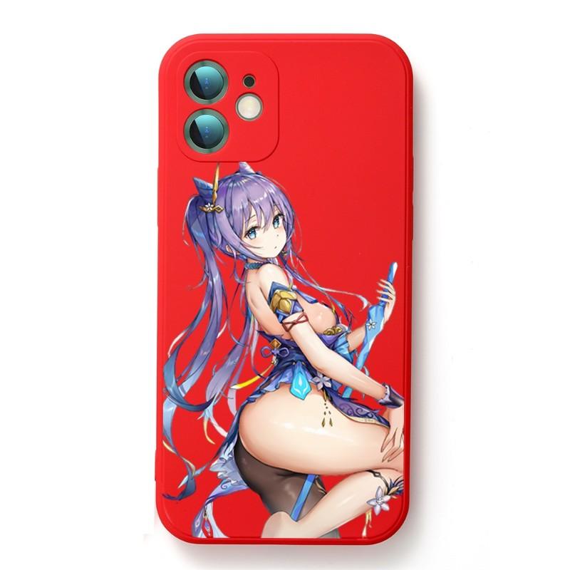 Genshin Impact Keqing Phone Case For IPhone 14 11 12 13 Pro Max X XR XSMax 6 6S 7 8 Plus SE 2022 Soft Square Color Phone Cover